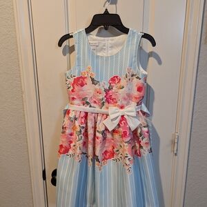 Bonnie Jean Blue and Pink Floral Kids Dress